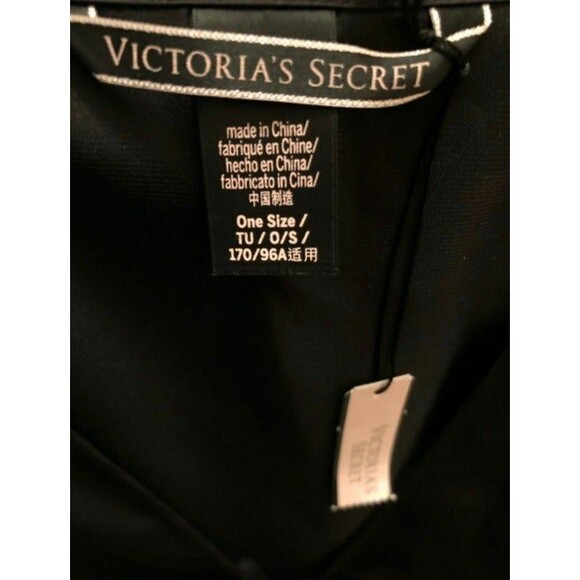 Victoria's Secret Sexy Satin Kimono Black Ruffle Robe black NEW - Picture 3 of 4